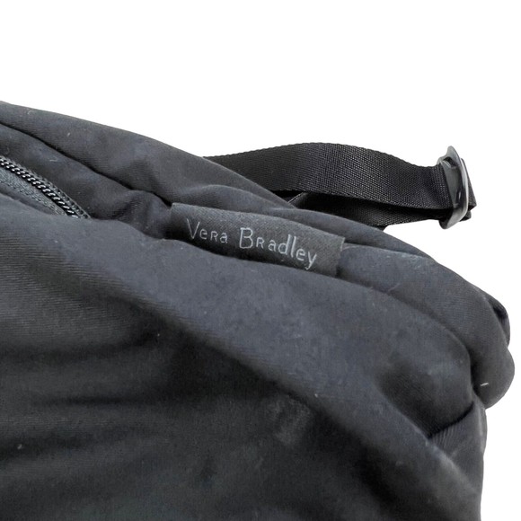 Vera Bradley Utility Backpack Black Cinch Close w Flap Blk White Floral Lining main image 3